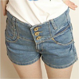 Retro High Waist Denim Shorts