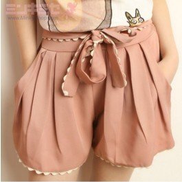 Scallop Tie-Waist Culottes Shorts