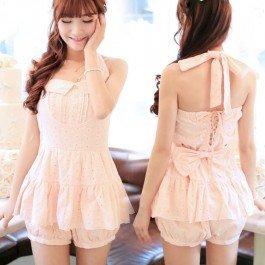 Sweet Embroidered Halterneck Playsuit