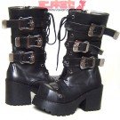 Skull Buckle Platform Punk Boots