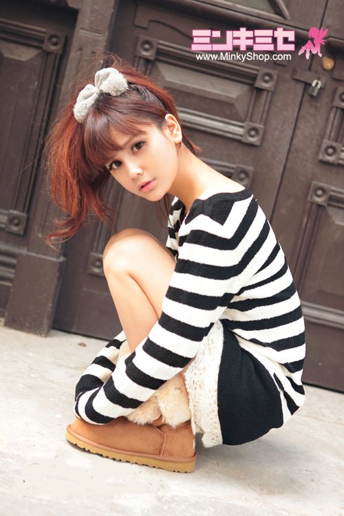 Cute Black & White Striped Long Sweater