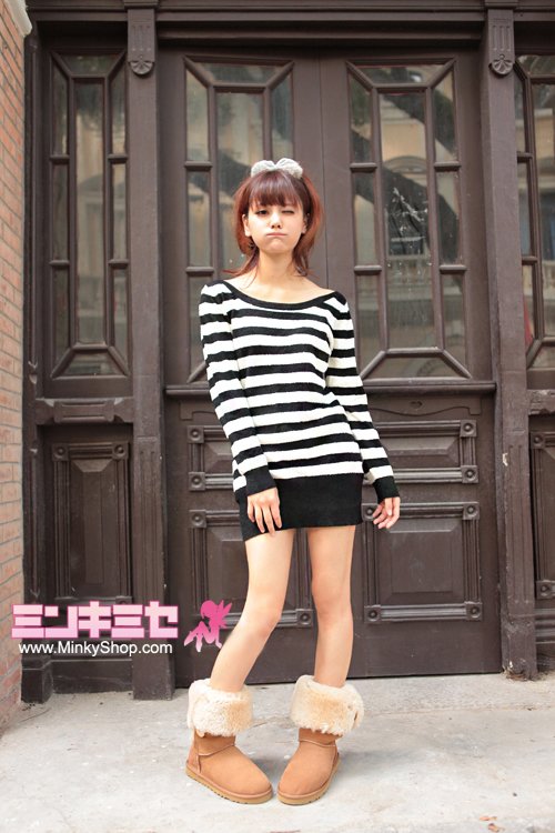 Cute Black & White Striped Long Sweater