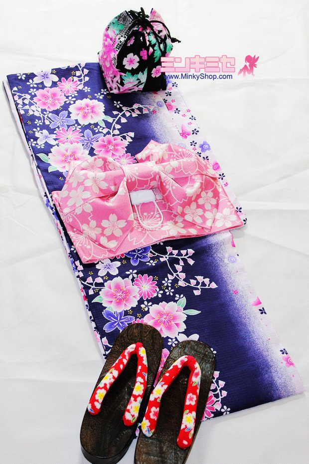 Cherry Blossom Blue Base Yukata Set