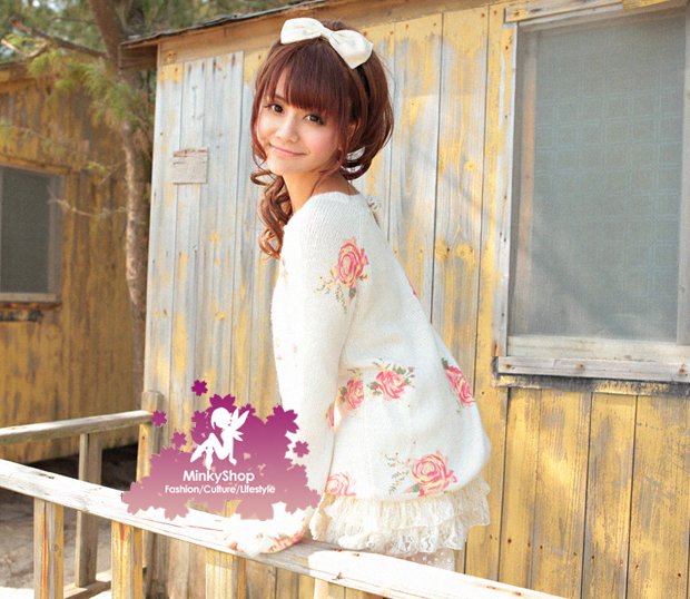 Creamy Rose Knit Jumper