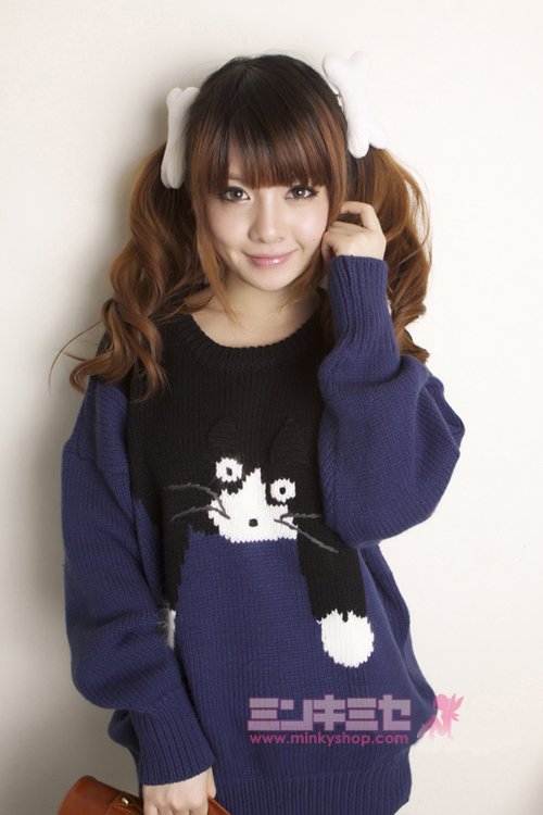 Cute Kitty Knit Sweater Jumper