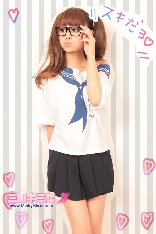 Cute Sailor Top Two-Piece