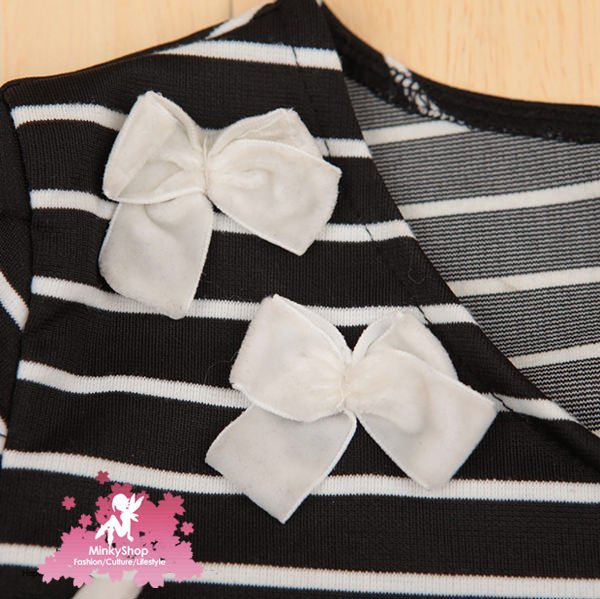 Cute Striped Bowknot Dress