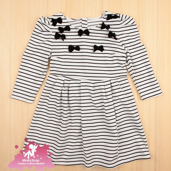 Cute Striped Bowknot Dress