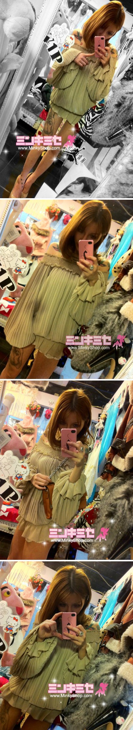 DURAS Off Shoulder Pleated Top