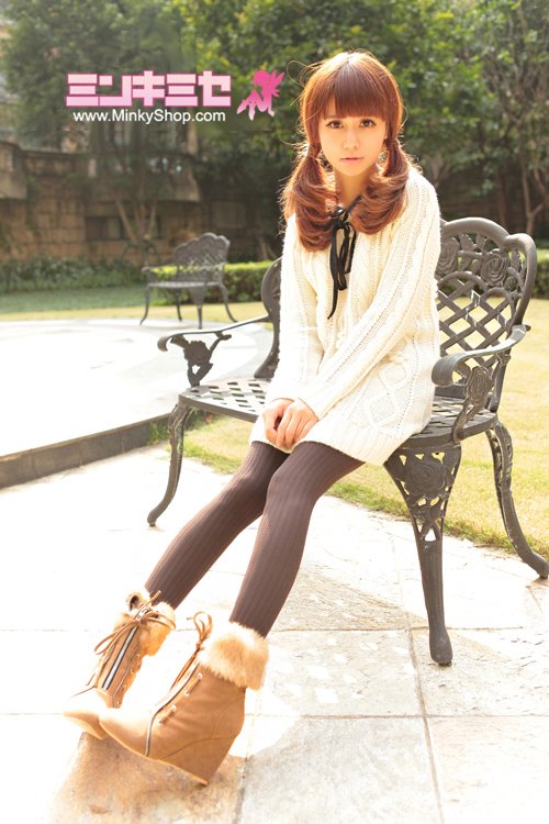 Dazzlin Round Collar Knit Sweater Dress