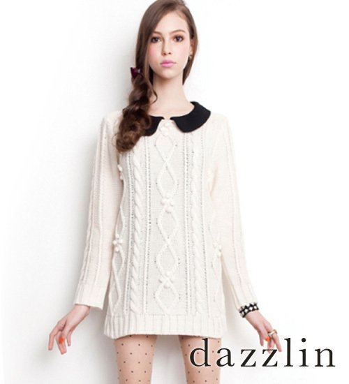Dazzlin Round Collar Knit Sweater Dress