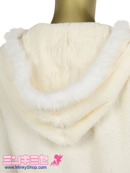 Japanese Fur-Rimmed Fleece Hoodie & Lacey Shorts SET