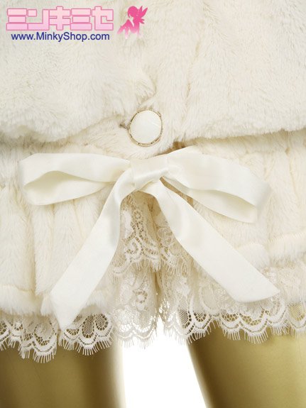 Japanese Fur-Rimmed Fleece Hoodie & Lacey Shorts SET