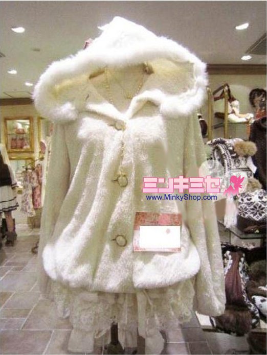 Japanese Fur-Rimmed Fleece Hoodie & Lacey Shorts SET
