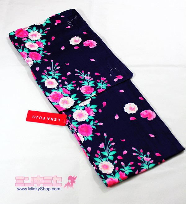 LENA FUJII Cherry Blossom Dark Blue Yukata Set