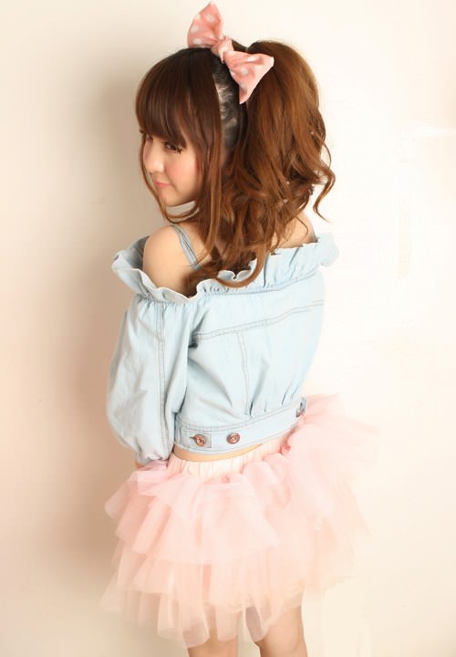 One Spo Denim Cropped Top & Pink Tutu