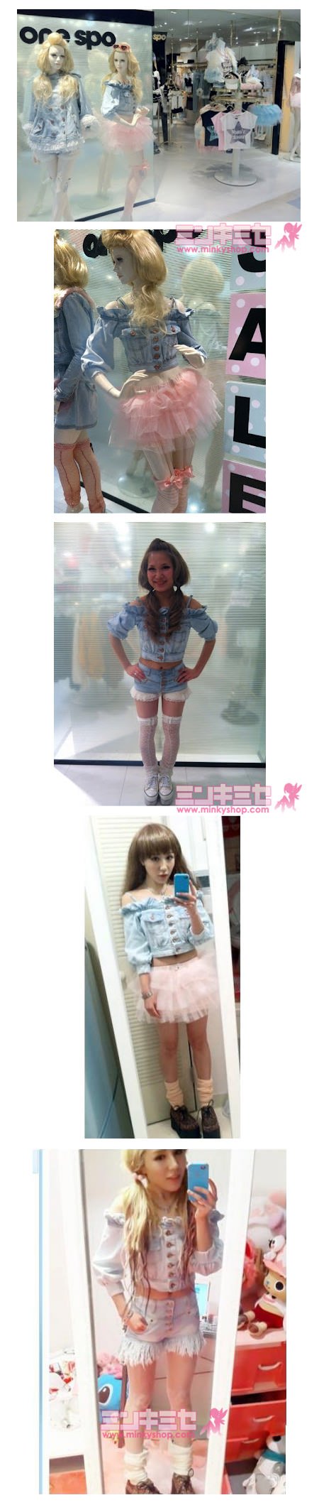 One Spo Denim Cropped Top & Pink Tutu