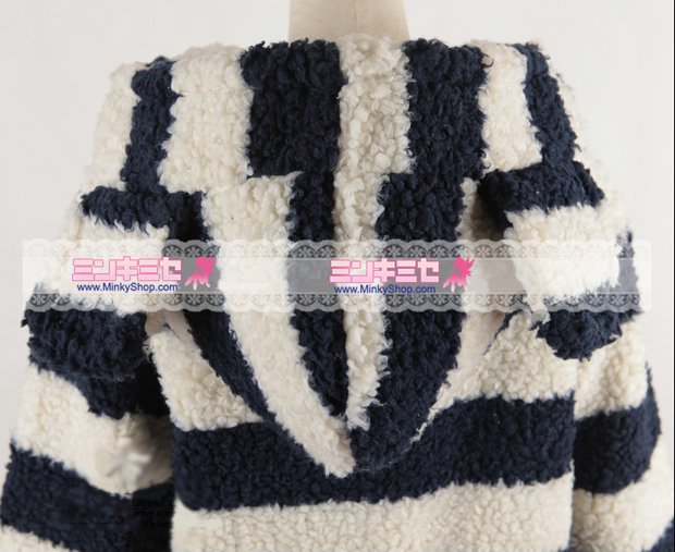 Panda Bear Ear Striped Coat