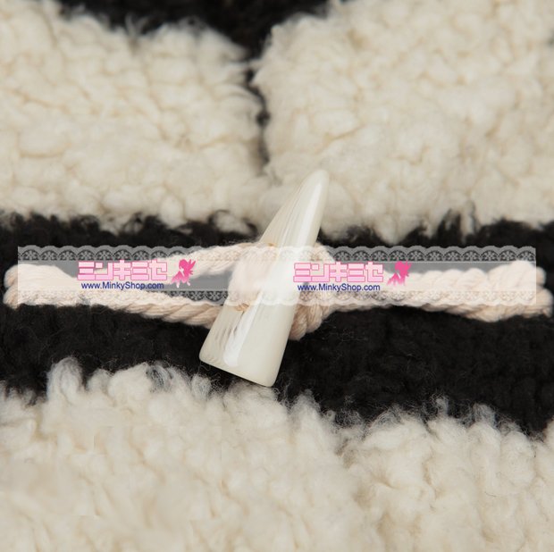 Panda Bear Ear Striped Coat