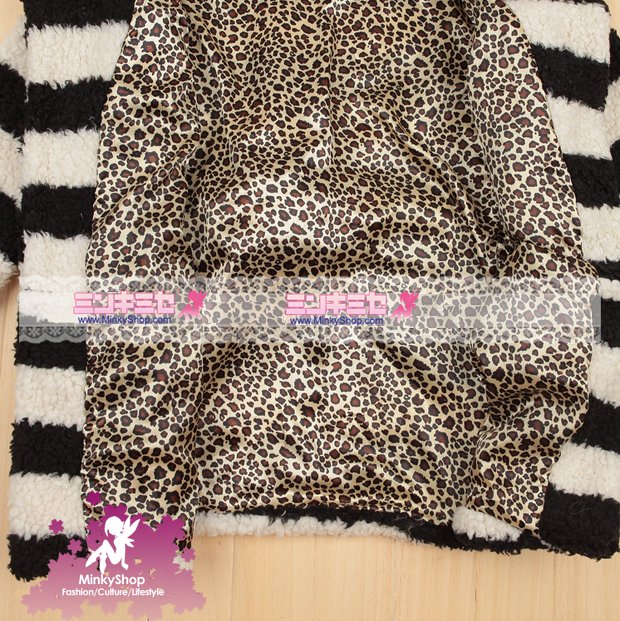 Panda Bear Ear Striped Coat