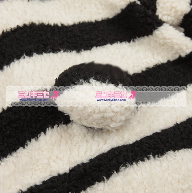 Panda Bear Ear Striped Coat
