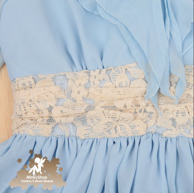 Ruffled V-neck Chiffon Dress