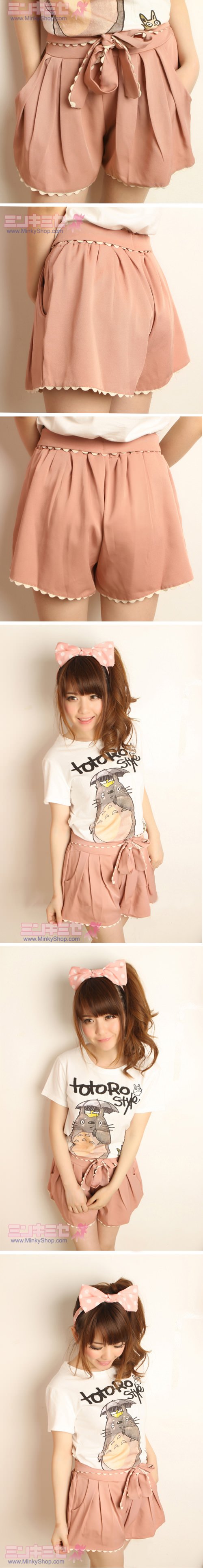 Scallop Tie-Waist Culottes Shorts