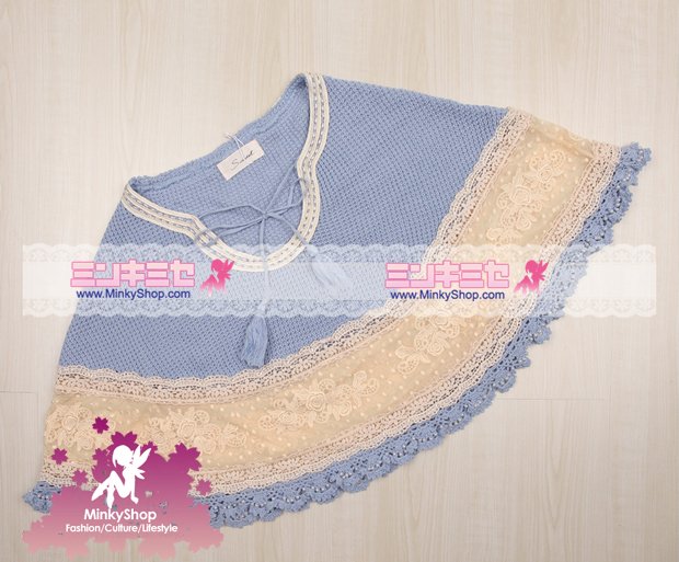 Snidel Crochet Embroidered Knitted Cape