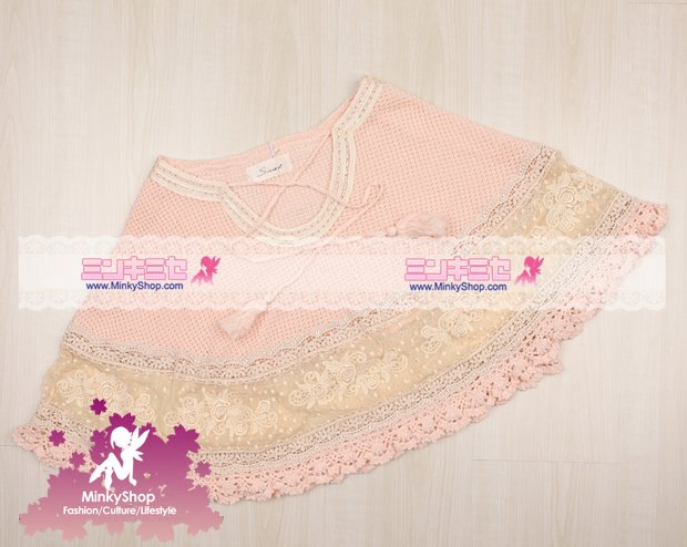 Snidel Crochet Embroidered Knitted Cape