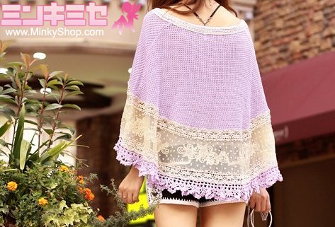 Snidel Crochet Embroidered Knitted Cape