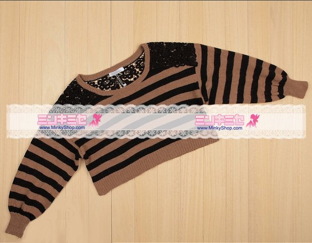 Snidel Striped Crochet Sweater