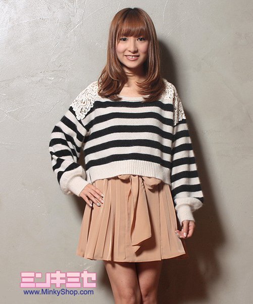 Snidel Striped Crochet Sweater