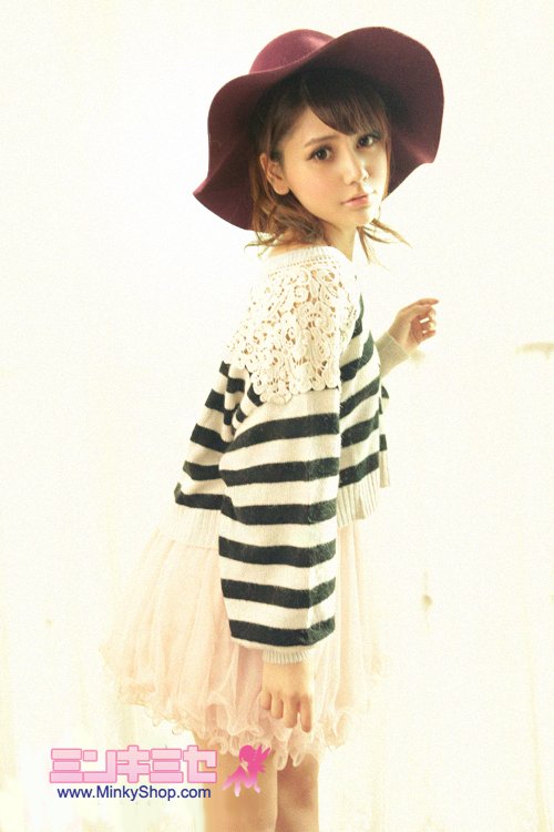 Snidel Striped Crochet Sweater