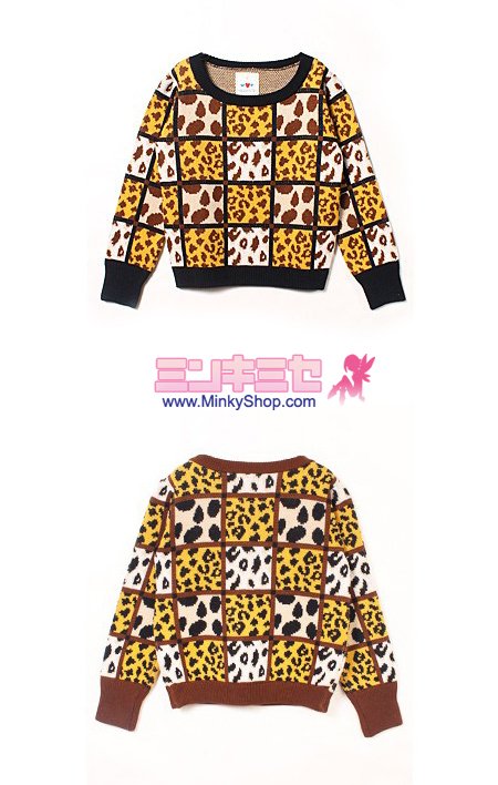 Wakatsuki Chinatsu Grid Leopard Sweater