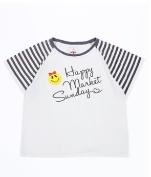 WC Stripe Sleeve Happy T-shirt