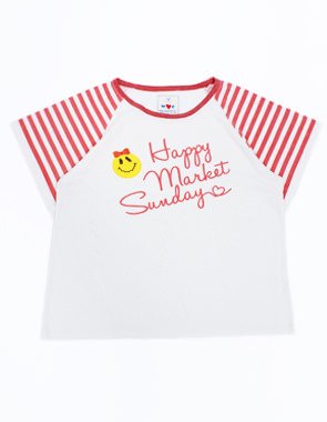 WC Stripe Sleeve Happy T-shirt