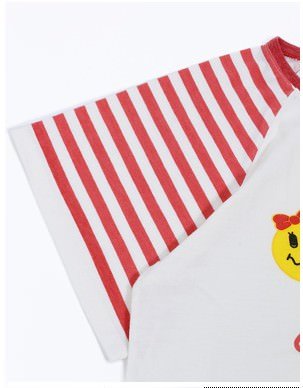 WC Stripe Sleeve Happy T-shirt