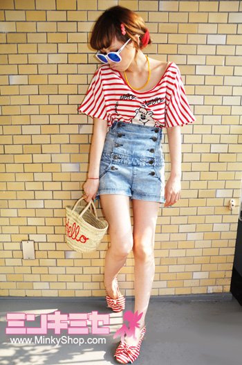 W♥C Kumatan Border T-Shirt